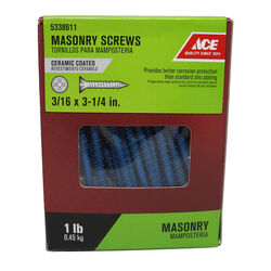 Ace 3/16 in. S X 3-1/4 in. L Phillips Flat Head Masonry Screws 1 lb 60 pk
