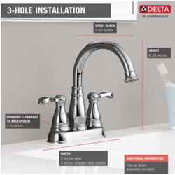 Delta Porter Chrome Two Handle Lavatory Faucet 4 in.