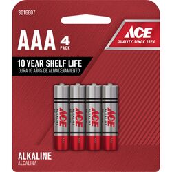 Ace AAA Alkaline Batteries 4 pk Carded