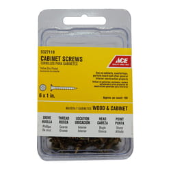 Ace No. 6 S X 1 in. L Phillips Yellow Zinc-Plated Cabinet Screws 100 pk