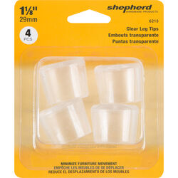 Shepherd Thermoplastic Ethylene Table/Chair Leg Tip Clear Round 1-1/8 in. W 4 pk