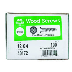 Hillman No. 12 S X 4 in. L Phillips Zinc-Plated Wood Screws 100 pk