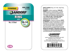 Jandorf 16-14 Ga. Insulated Wire Terminal Ring Silver 5 pk
