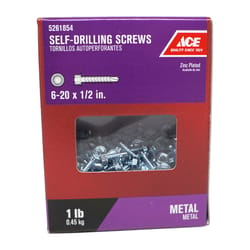 Ace No. 6-20 S X 1/2 in. L Hex Washer Head Self- Drilling Screws 1 lb