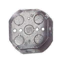 Steel City 4 in. Octagon Steel Electrical Ceiling Box Silver