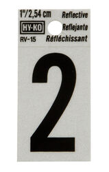 Hy-Ko 1 in. Reflective Black Vinyl Self-Adhesive Number 2 1 pc