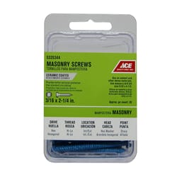 Ace 3/16 in. S X 2-1/4 in. L Slotted Hex Washer Head Masonry Screws 20 pk