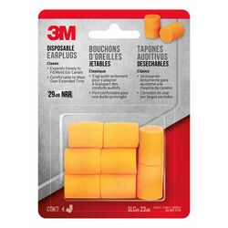 3M 23 dB Foam Ear Plugs Orange 4 pair