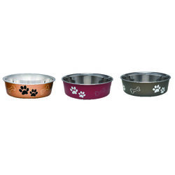 Loving Pets Assorted Bones and Paw Prints Stainless Steel Medium Pet Bowl For Dog