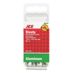 Ace 3/16 in. D X 1/8 in. R Aluminum Rivets Silver 15 pk