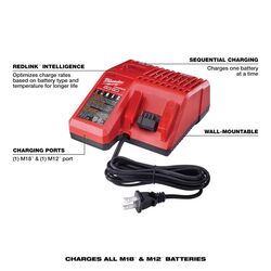 Milwaukee M18/M12 18 V Lithium-Ion Wall Battery Charger 1 pc