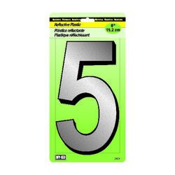 Hy-Ko 6 in. Reflective White Plastic Nail-On Number 5 1 pc