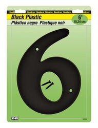 Hy-Ko 6 in. Black Plastic Screw-On Number 6 1 pc