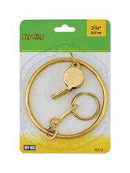 Hy-Ko 2GO 3-3/8 in. D Brass Gold Split Ring Key Ring