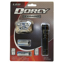 Dorcy 30/17 lm Black LED Flashlight and Headlight Combo Pack AAA Battery