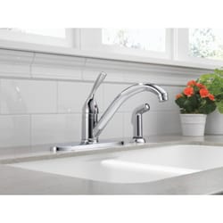 Delta Classic One Handle Stainless Steel Kitchen Faucet Side Sprayer Included