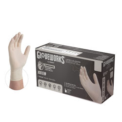 Gloveworks Latex Disposable Gloves Large Ivory Powdered 100 pk
