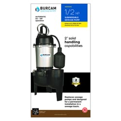 Burcam 1/2 HP 3600 gph Cast Iron Tethered Float Sewage Pump