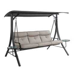 Living Accents 3 Black Steel Swing with Tables Beige