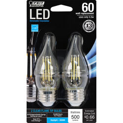 Feit Electric acre Performance CA10 E26 (Medium) LED Bulb Daylight 60 Watt Equivalence 2 pk
