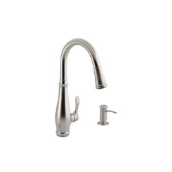 Kohler Cruette Contemporary One Handle Brushed Nickel Pulldown Kitchen Faucet