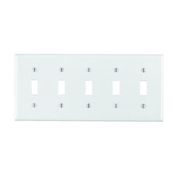 Leviton White 5 gang Plastic Toggle Wall Plate 1 pk