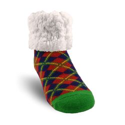 Pudus Christmas Plaid Slipper Socks Acrylic/Polyester 1 pk
