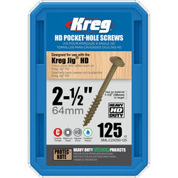 Kreg No. 14 S X 2 1/2 in. L Square Zinc-Plated Pocket-Hole Screw 125 ct