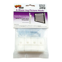 Quake Hold White Safety Picture Hook 100 lb 4 pk