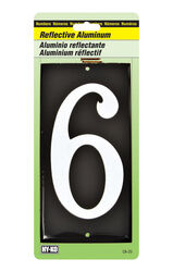 Hy-Ko 3-1/2 in. Reflective White Aluminum Nail-On Number 6 1 pc