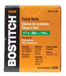 Bostitch 1-1/2 in. 16 Ga. Straight Strip Finish Nails Smooth Shank 2500 pk