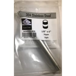 Smith-Cooper 1/8 in. MPT T Stainless Steel 6 in. L Nipple
