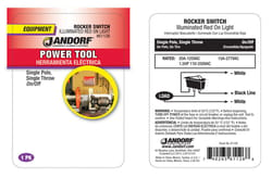 Jandorf 20 amps Single Pole Rocker Power Tool Switch Black 1 pk