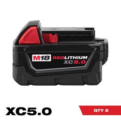 Milwaukee M18 REDLITHIUM XC5.0 18 V 5 Ah Lithium-Ion Extended Capacity Battery Pack 2 pc