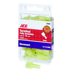 Ace Insulated Wire Male Disconnect Yellow 50 pk