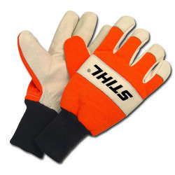 STIHL One Size Fits All Goatskin Leather Orange/White Work Gloves