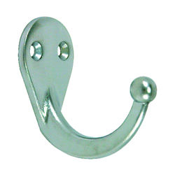 Ace 1-3/4 in. L Chrome Silver Metal Small Single Garment Hook 2 pk