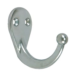 Ace 1-3/4 in. L Chrome Silver Metal Small Single Garment Hook 2 pk