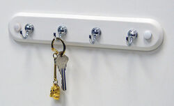 Spectrum 8-1/2 in. L Chrome Silver/White Steel/Wood Small 4-Hook Key Rack 1 pk