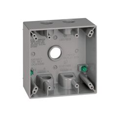 Sigma Electric 4-1/2 in. Square Metallic 2 gang Outlet Box Gray