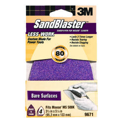 3M Sandblaster 5-1/4 in. L X 3-3/4 in. W 80 Grit Aluminum Oxide Mouse Sandpaper 4 pk