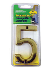 Hy-Ko 4 in. Gold Brass Nail-On Number 5 1 pc