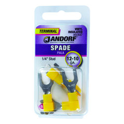 Jandorf 12-10 Ga. Insulated Wire Terminal Spade Yellow 5 pk