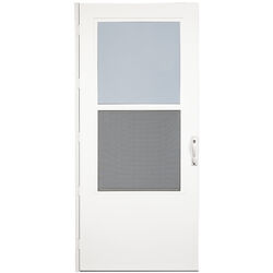 LARSON 81 in. H X 36 in. W Vinyl/Wood White Mid-View Reversible Self-Storing Storm Door