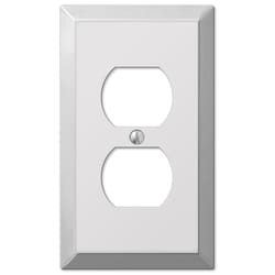 Amerelle Century Polished Chrome Light Gray 1 gang Stamped Steel Duplex Outlet Wall Plate 1 pk