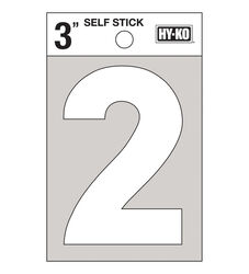 Hy-Ko 3 in. White Vinyl Self-Adhesive Number 2 1 pc