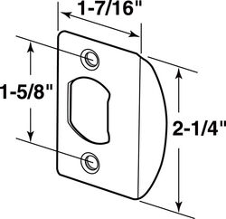 Prime-Line 2.25 in. H X 5.438 in. L Satin Chrome Stainless Steel Latch Strike Plate
