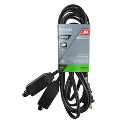 Ace Indoor 12 ft. L Black Extension Cord 16/2 SPT-2