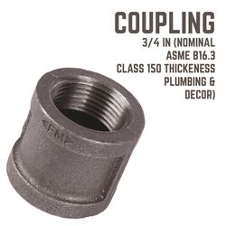 BK Products 3/4 in. FPT T X 3/4 in. D FPT Black Malleable Iron Coupling