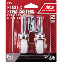 Ace 1-1/4 in. D Swivel Plastic Caster 40 lb 2 pk